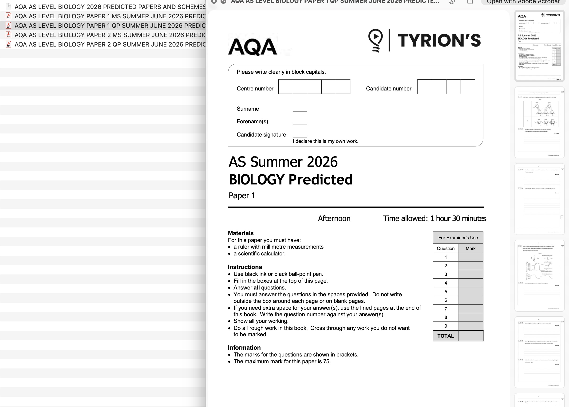 AQA AS Level Biology 2026 Predicted Papers 7401 - Image 2