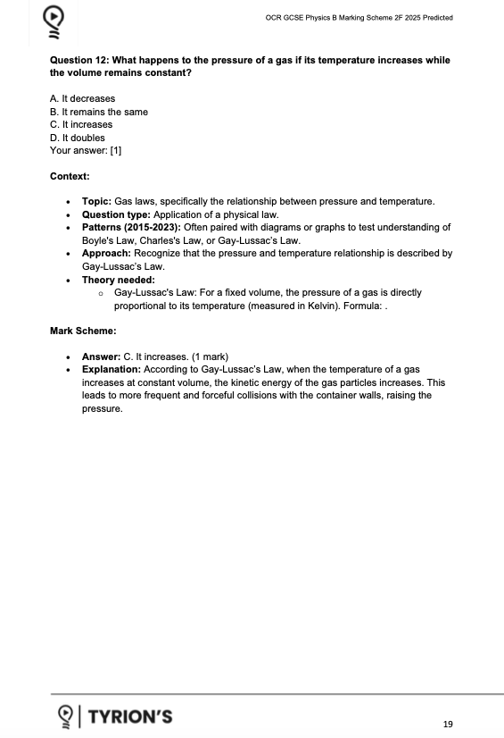 OCR GCSE Physics A Foundation 2025 Predicted Papers J249