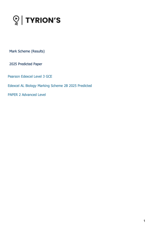 Edexcel A Level Biology B 2025 Predicted Papers 9BI0