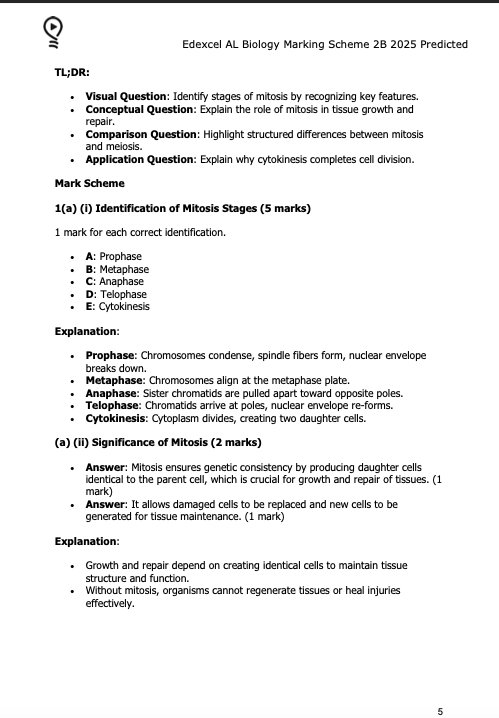 Edexcel A Level Biology B 2025 Predicted Papers 9BI0