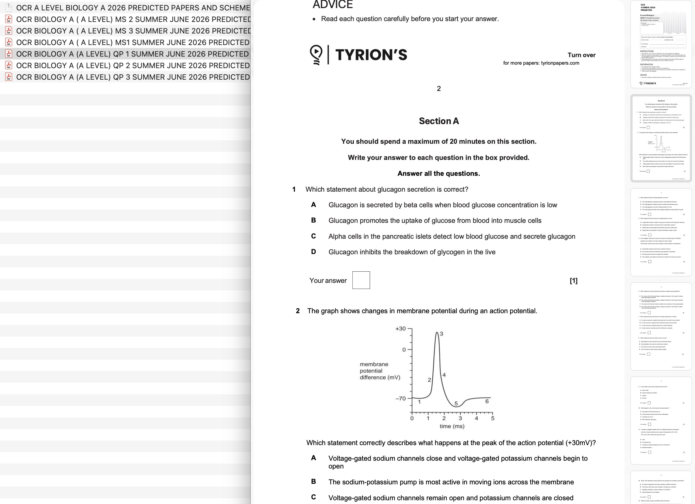OCR A Level Biology A 2026 Predicted Papers H420 - Image 2
