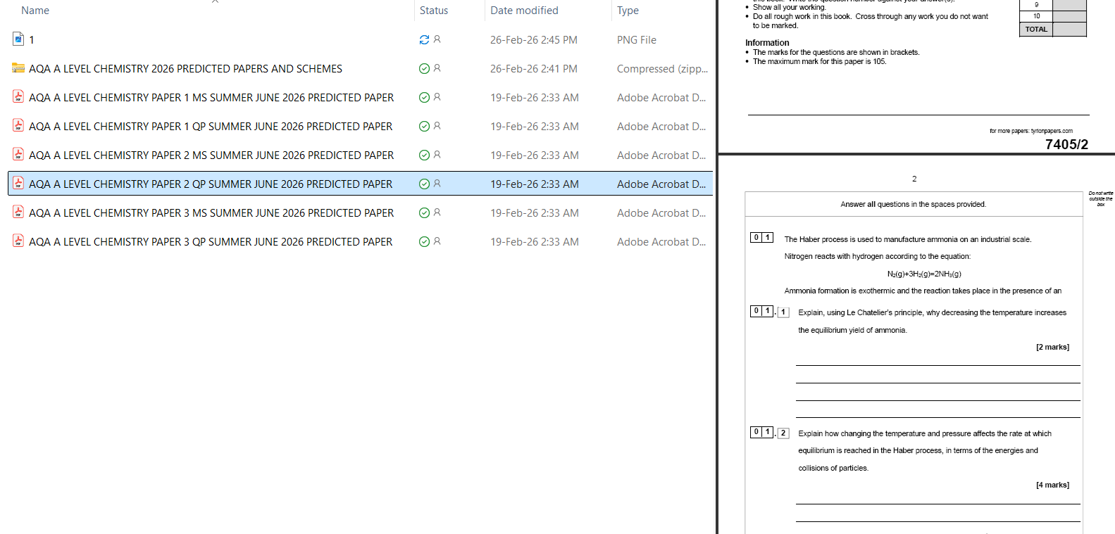 AQA A Level Chemistry 2026 Predicted Papers 7405 - Image 2