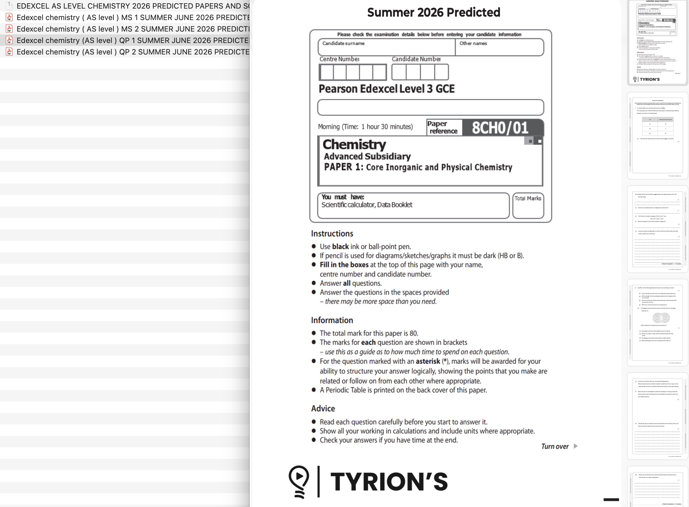 Edexcel AS Level Chemistry 2026 Predicted Papers 8CH0 - Image 2
