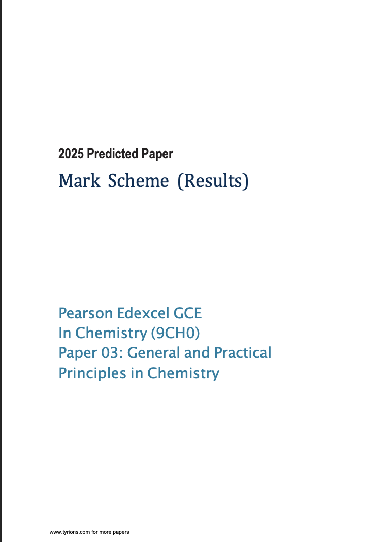 Edexcel A Level Chemistry 2025 Predicted Papers 9CH0