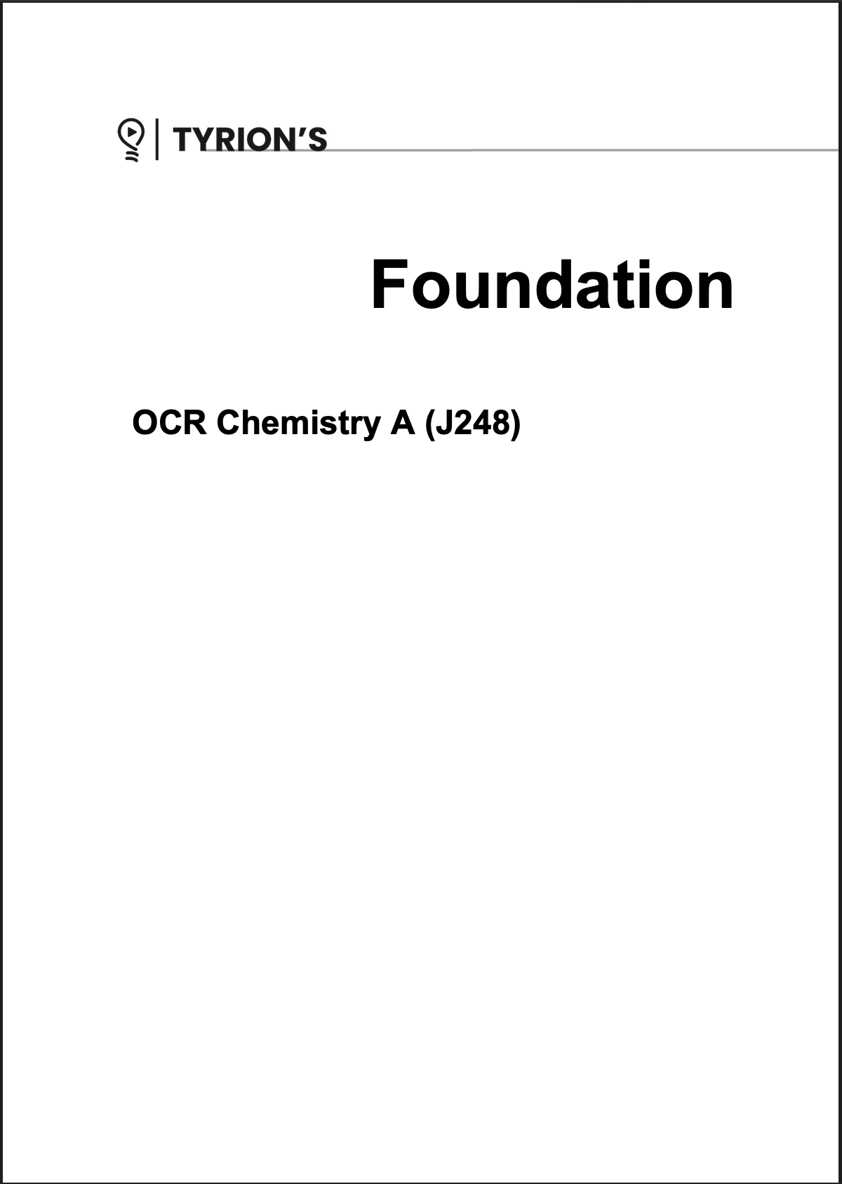 OCR GCSE Chemistry A Foundation 2025 Predicted Papers J248