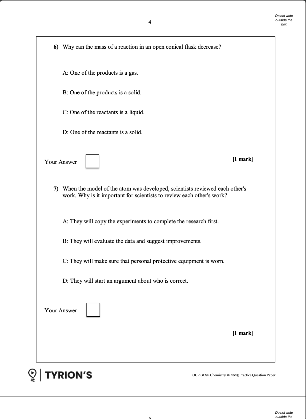 OCR GCSE Chemistry A Foundation 2025 Predicted Papers J248