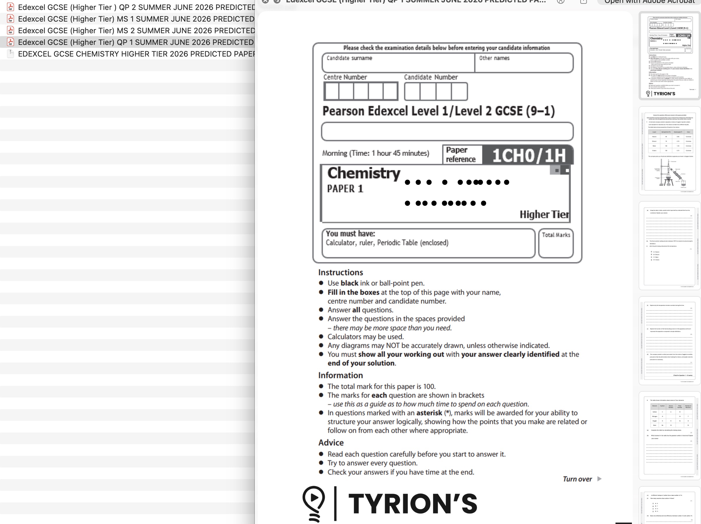 Edexcel GCSE Chemistry Higher 2026 Predicted Papers 1CH0 - Image 3