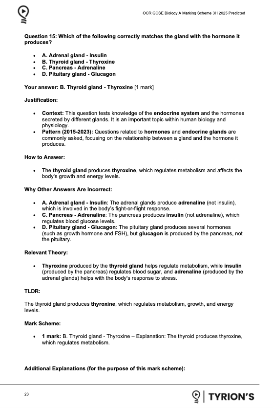 OCR GCSE Biology A Higher 2025 Predicted Papers J247