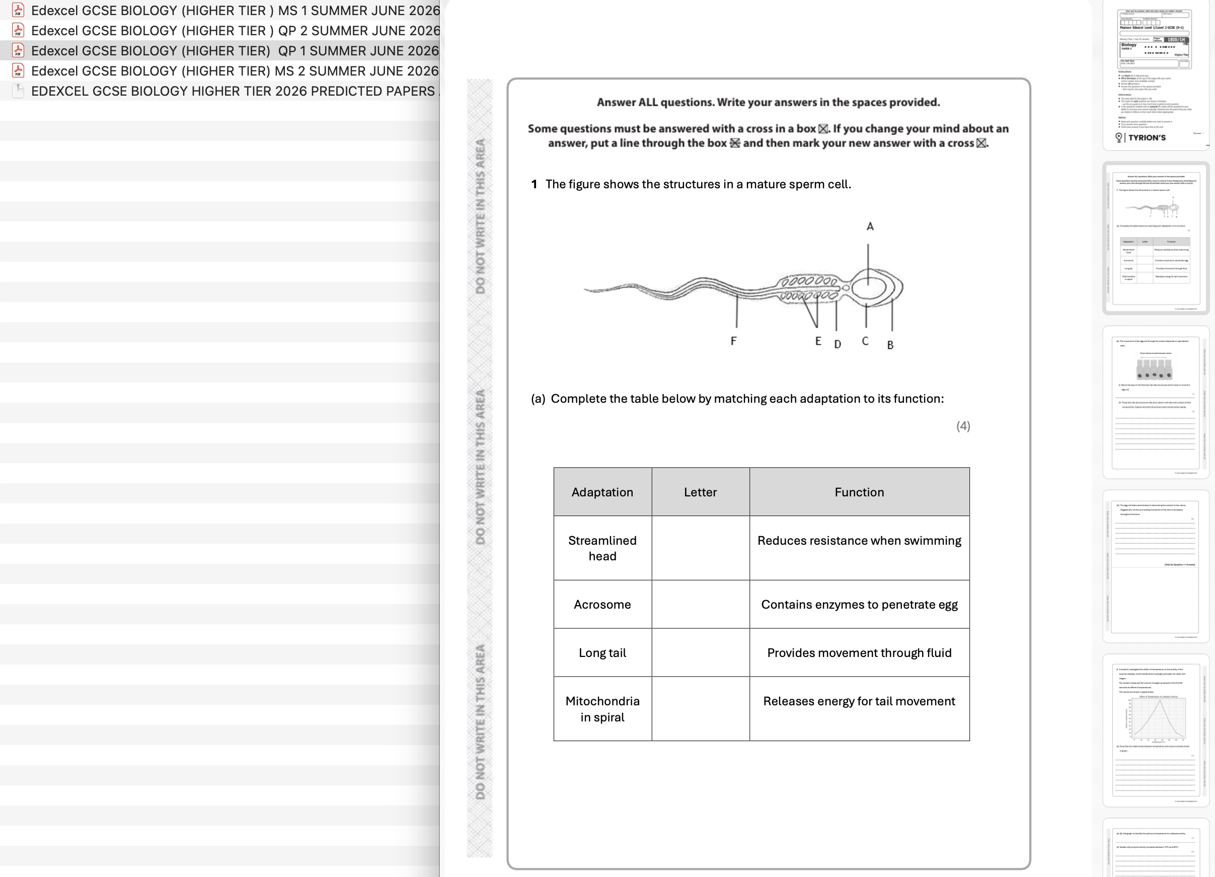 Edexcel GCSE Biology Higher 2026 Predicted Papers 1BI0 - Image 2