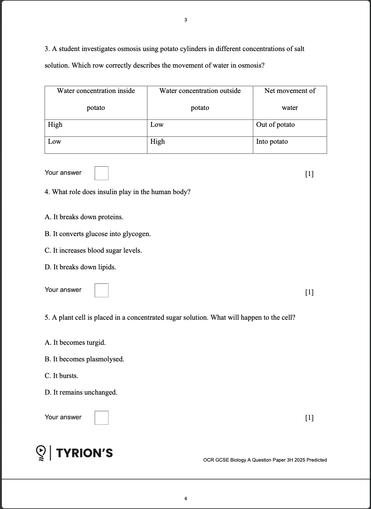 OCR GCSE Biology A Higher 2025 Predicted Papers J247