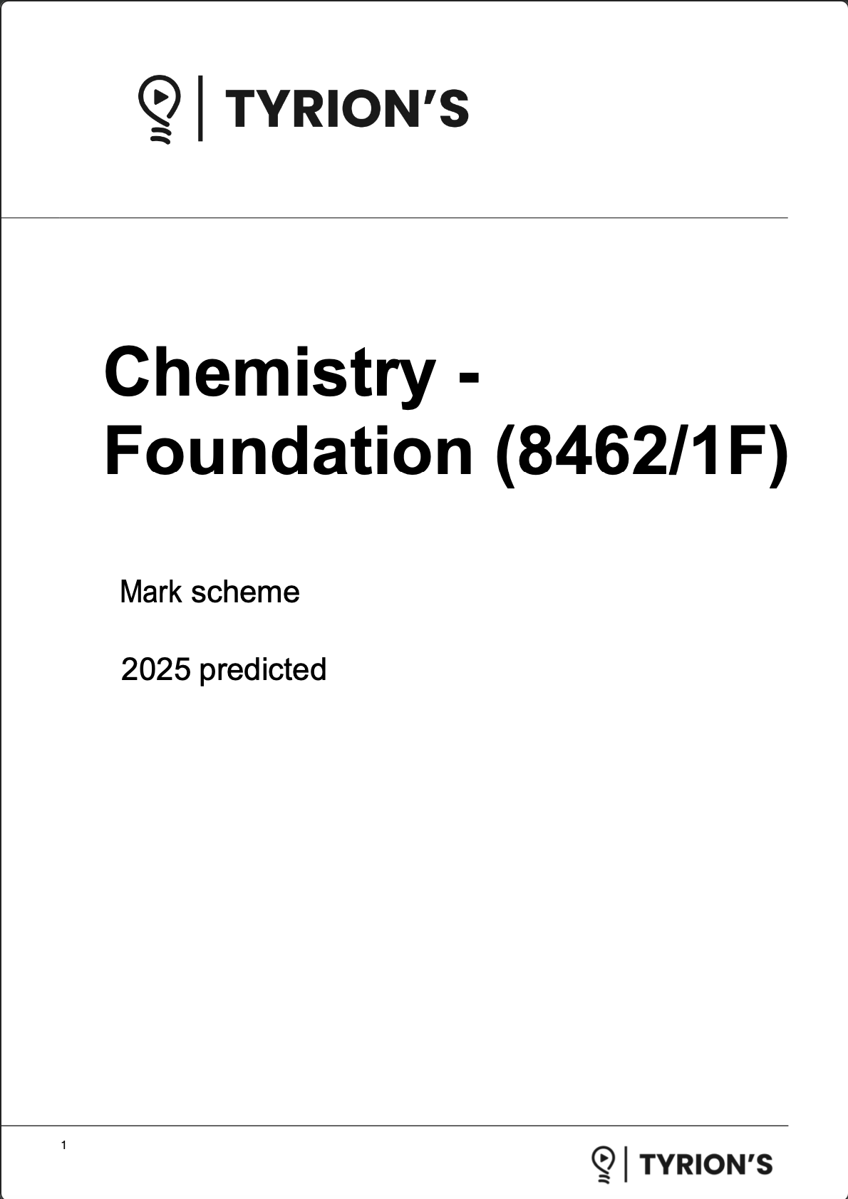 AQA GCSE Chemistry Foundation 2025 Predicted Papers 8462