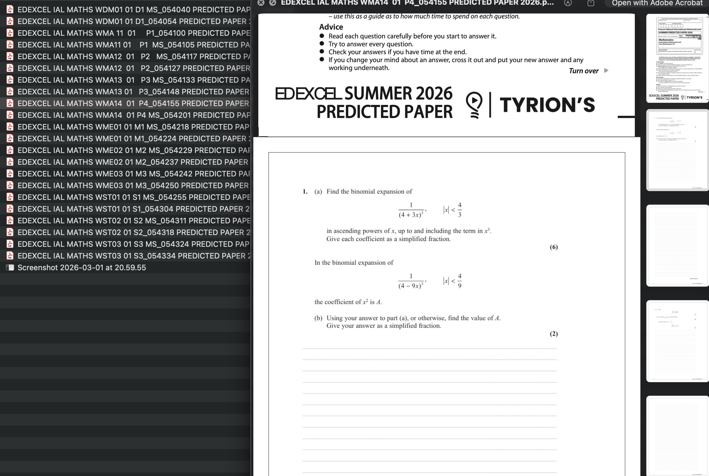 Edexcel International A Level/AS level Mathematics May 2026 Predicted Papers & schemes - Image 3