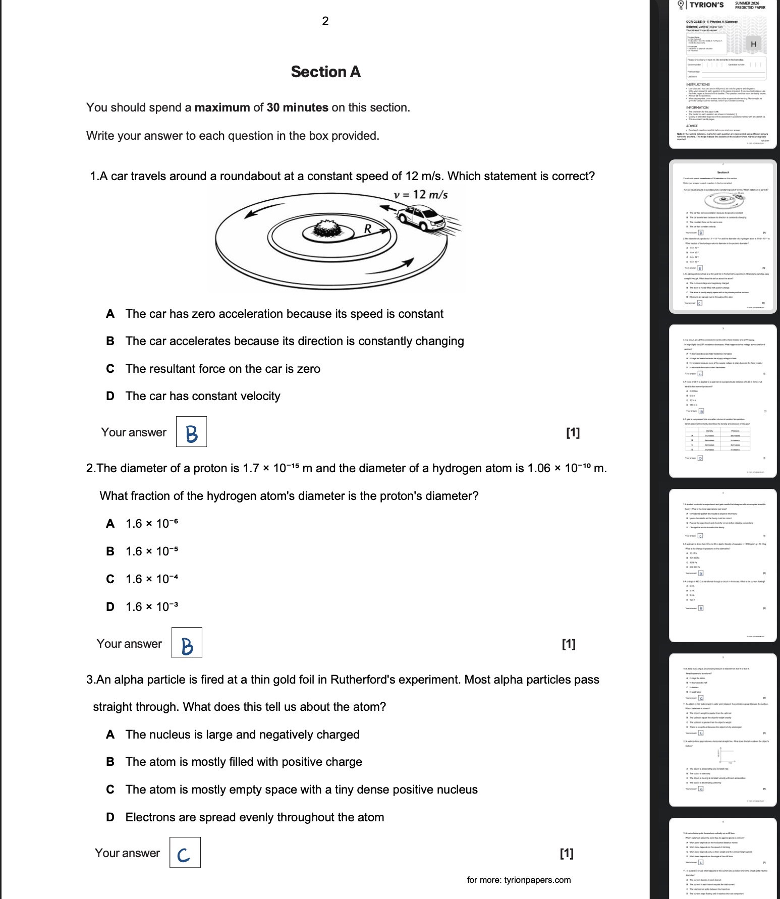 OCR GCSE Physics A Higher 2026 Predicted Papers - Image 2