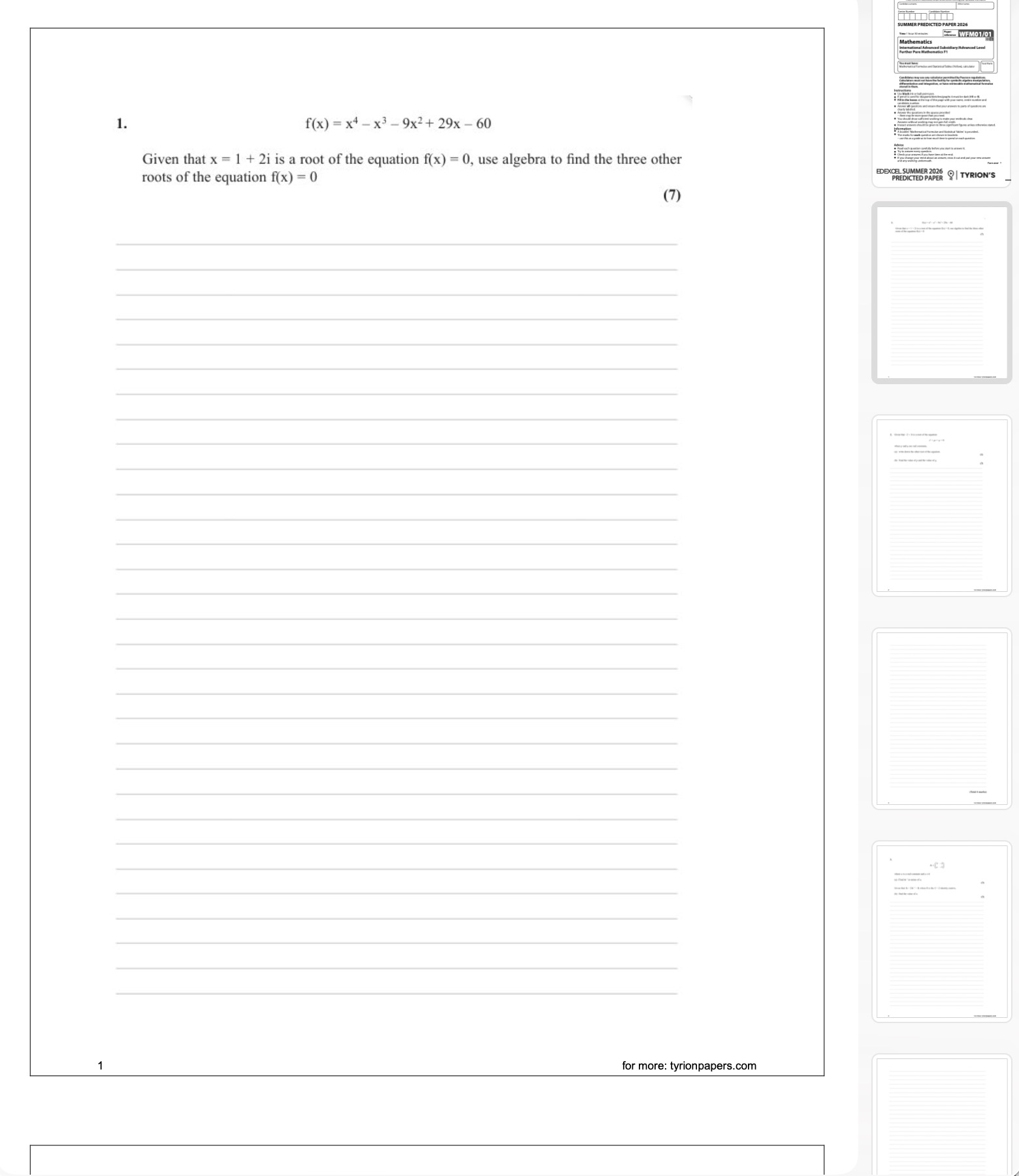 EDEXCEL IAL FURTHER MATHEMATICS FP1-FP3 PREDICTED PAPERS AND MARKSCHEME 2026 - Image 3
