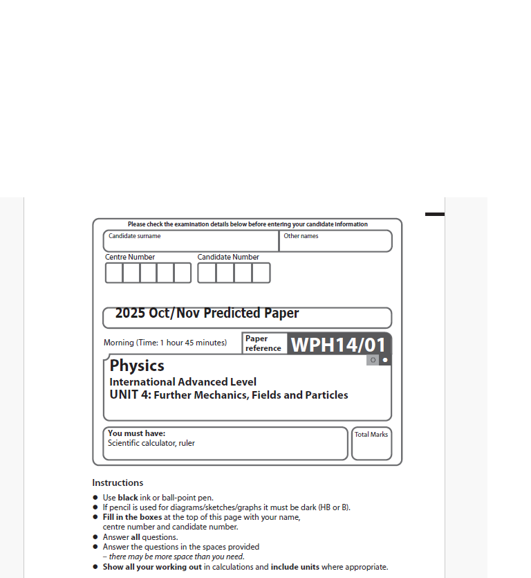 Edexcel International A Level Physics Oct/Nov 2025 Predicted Papers & schemes - Image 3