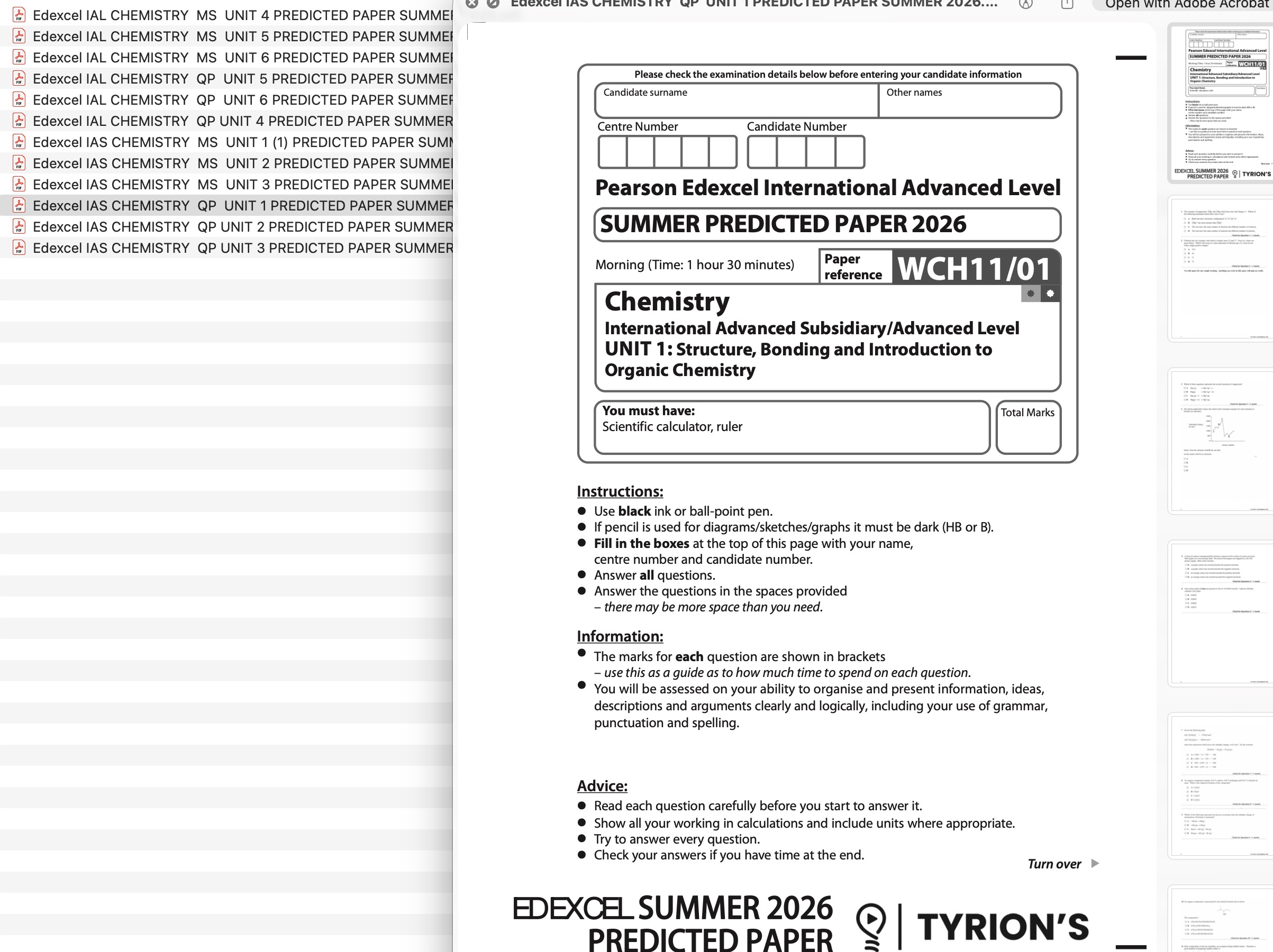 EDEXCEL IAL 2026 SUMMER CHEMISTRY PREDICTED PAPERS AND MARKSCHEME - Image 2