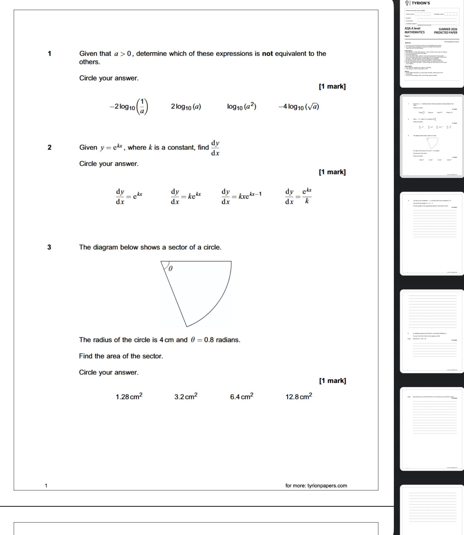 AQA A Level Mathematics 2026 Summer Predicted Papers - Image 3