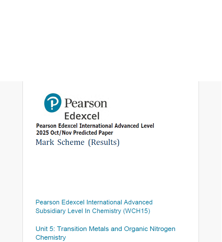 Edexcel International A Level Chemistry Oct/Nov 2025 Predicted Papers & schemes - Image 2