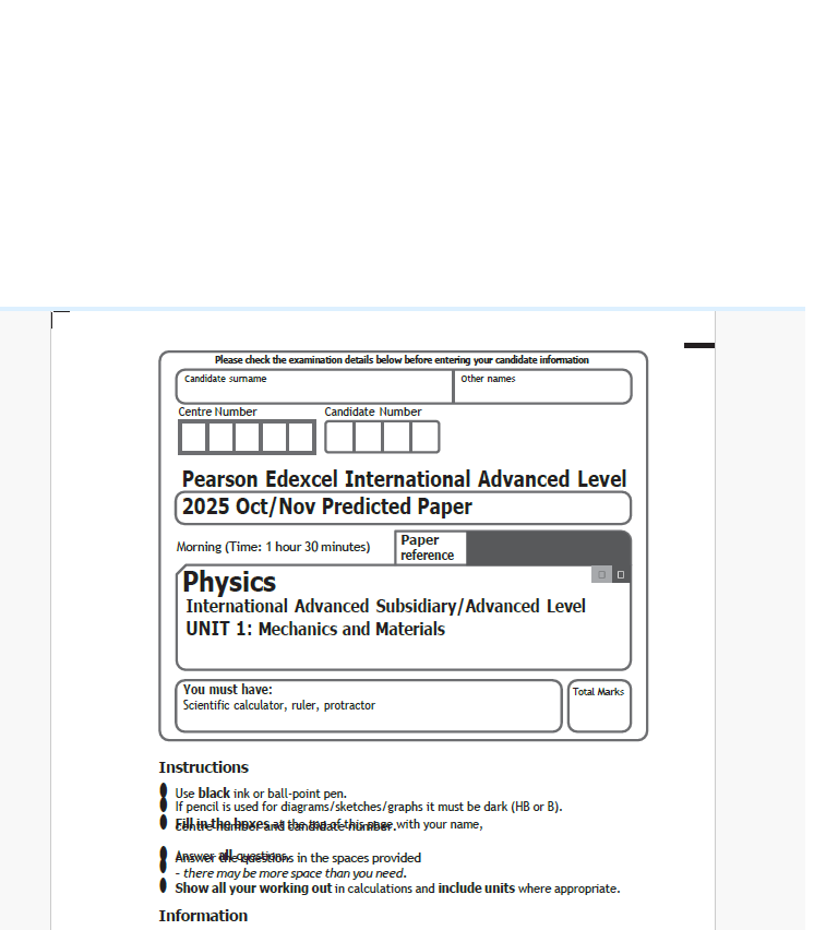 Edexcel International AS Level Physics 2025 Oct/Nov 2025 Predicted Papers & schemes - Image 3