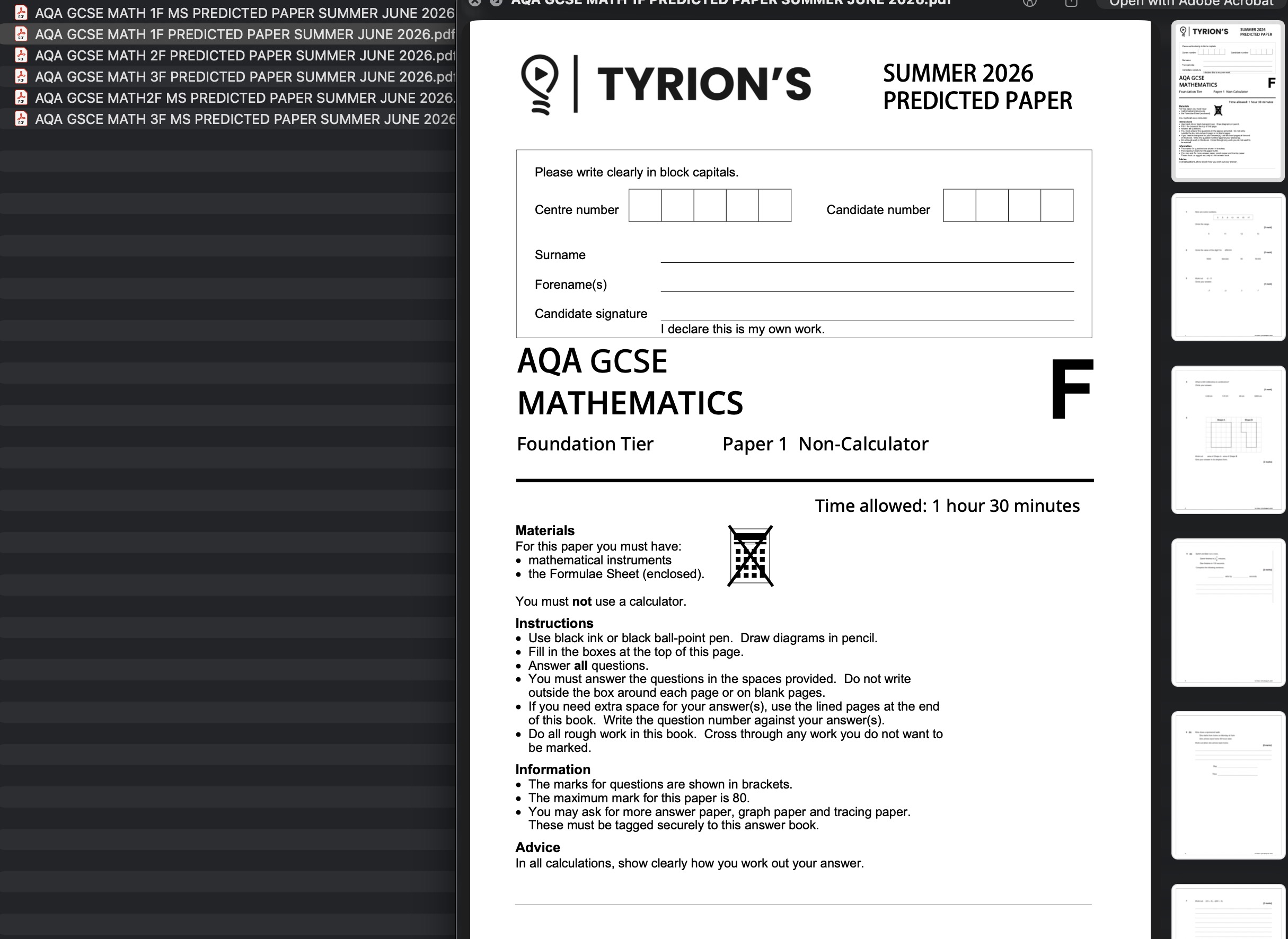 AQA GCSE Mathematics Foundation 2026 Predicted Papers - Image 3