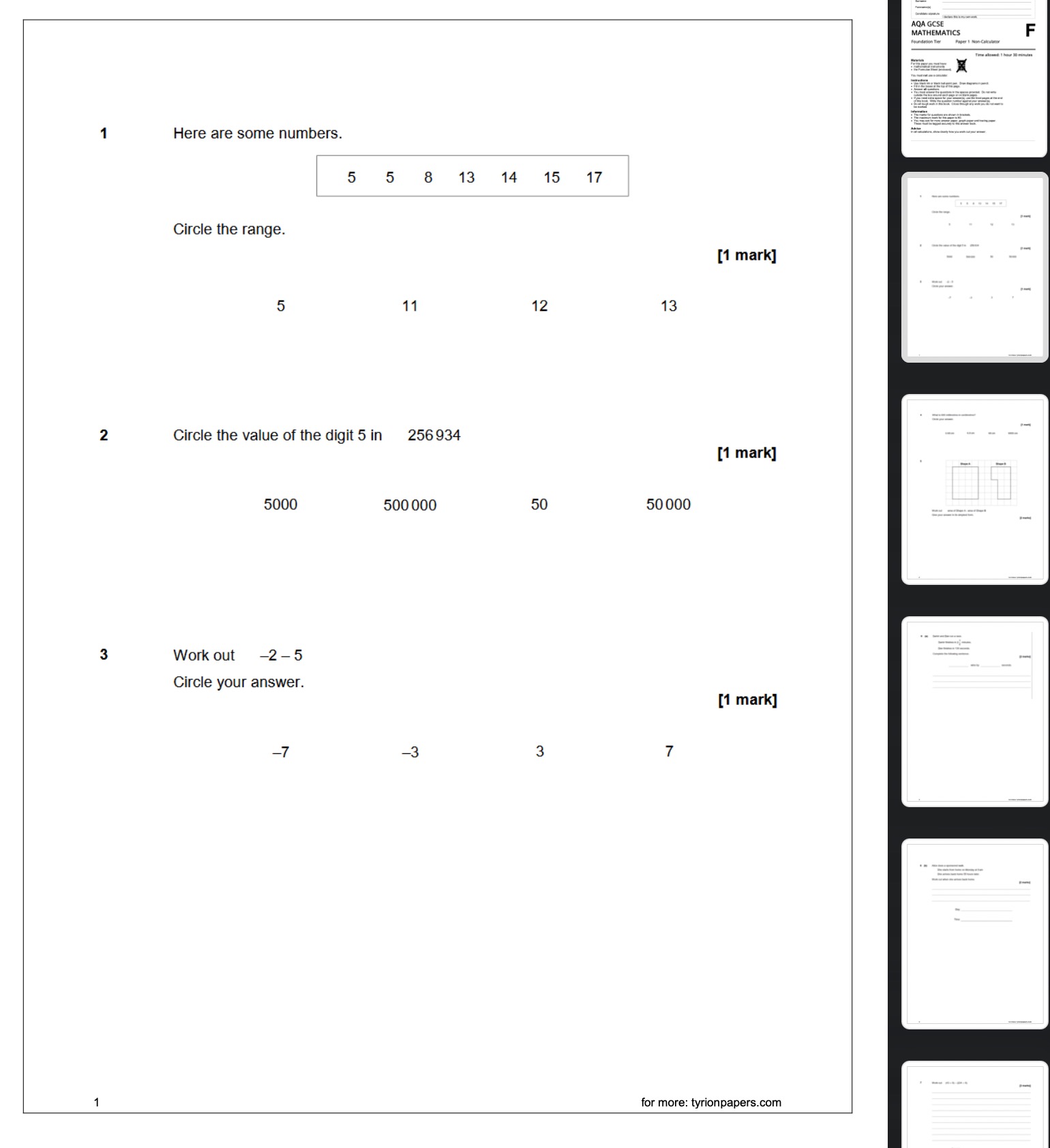 AQA GCSE Mathematics Foundation 2026 Predicted Papers - Image 2