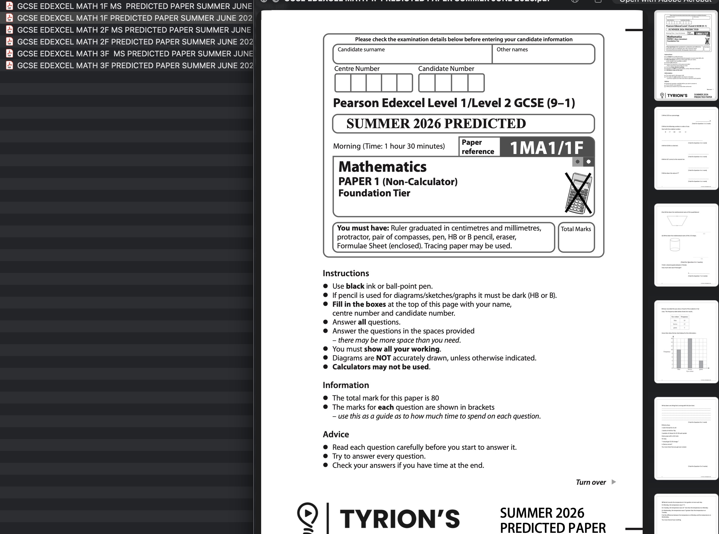 Edexcel GCSE Mathematics Foundation 2026 Predicted Papers - Image 2