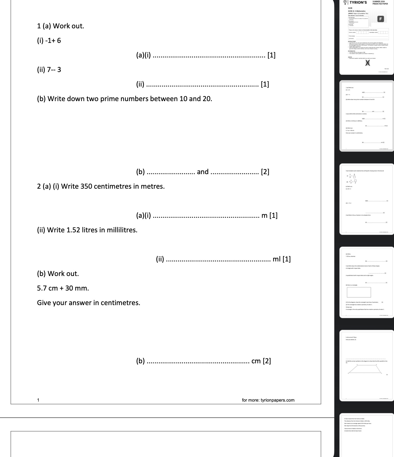 OCR GCSE Mathematics Foundation 2026 Predicted Papers - Image 3