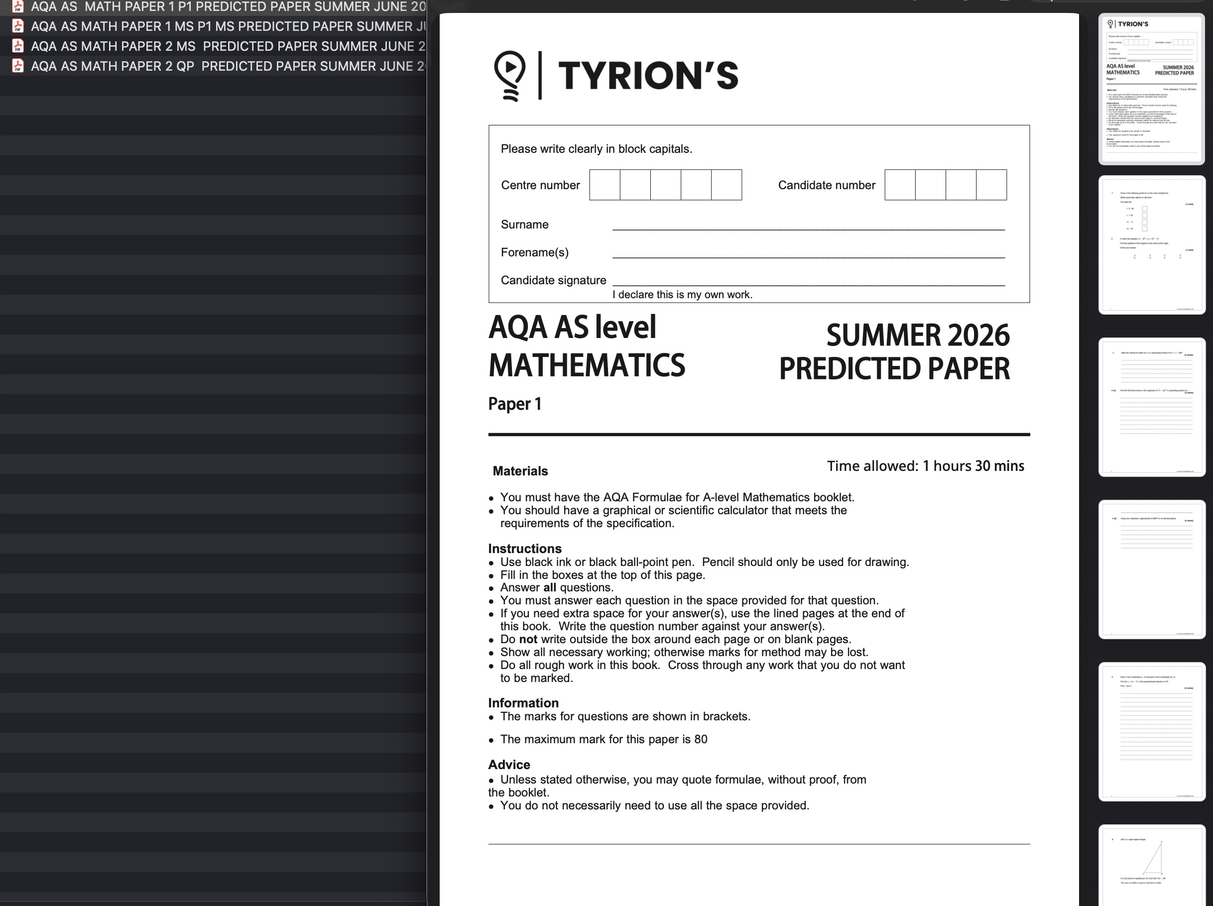 AQA AS Level Mathematics 2026 Summer Predicted Papers - Image 2