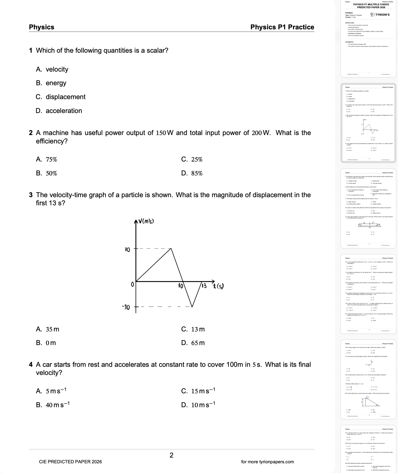 CIE A LEVEL Physics 2026 Predicted Papers - Image 3