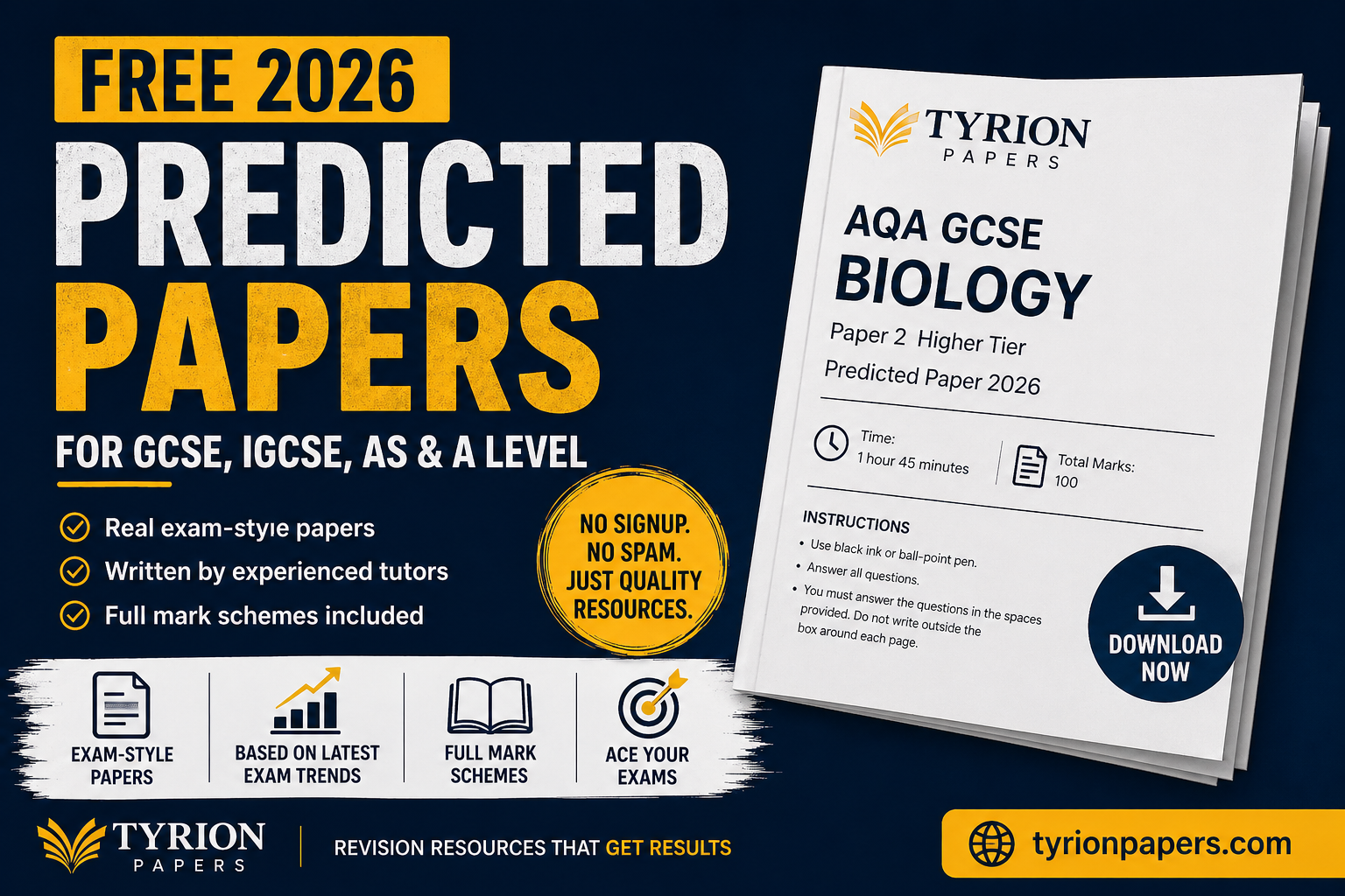 Free predicted papers 2026 GCSE IGCSE A Level download