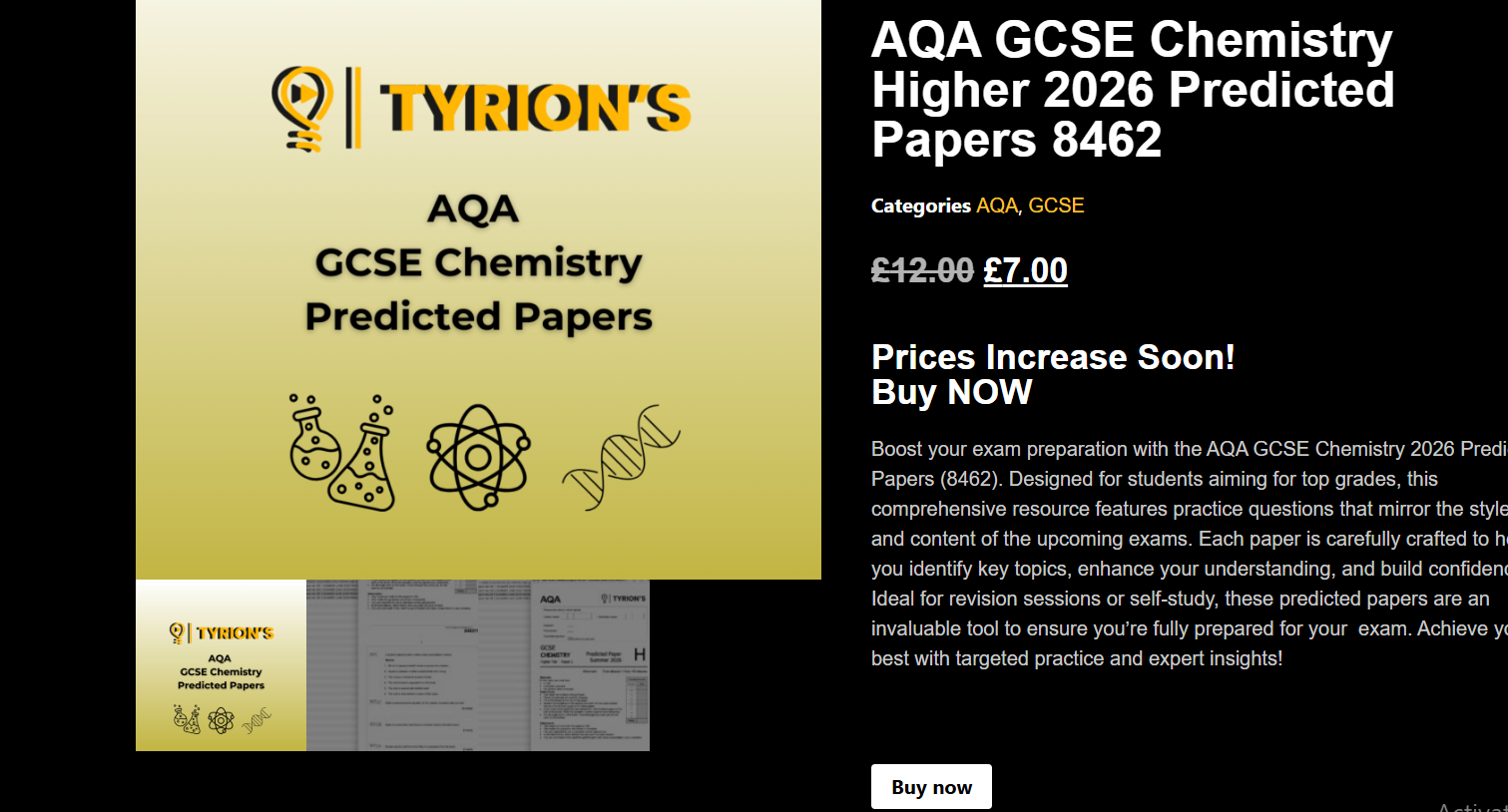 Tyrion Papers product page with Buy Now button