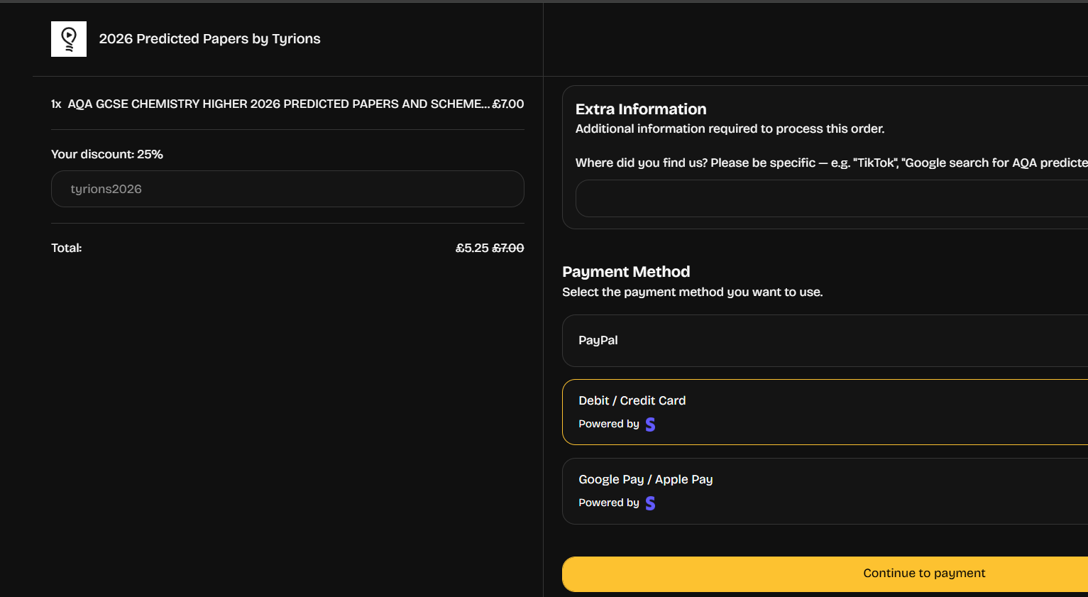 Promo code entry field on Billgang checkout
