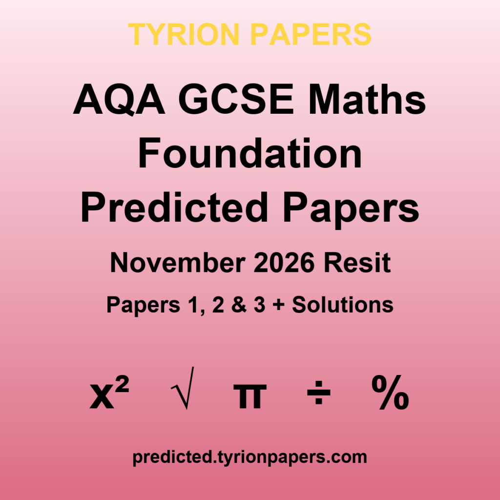 AQA GCSE Maths Foundation November 2026 predicted papers cover